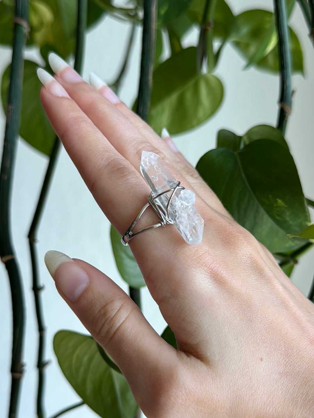 Quartz Point Ring Raw Quartz Point Wire Wrapped Adjustable Ring – GaiasWellness