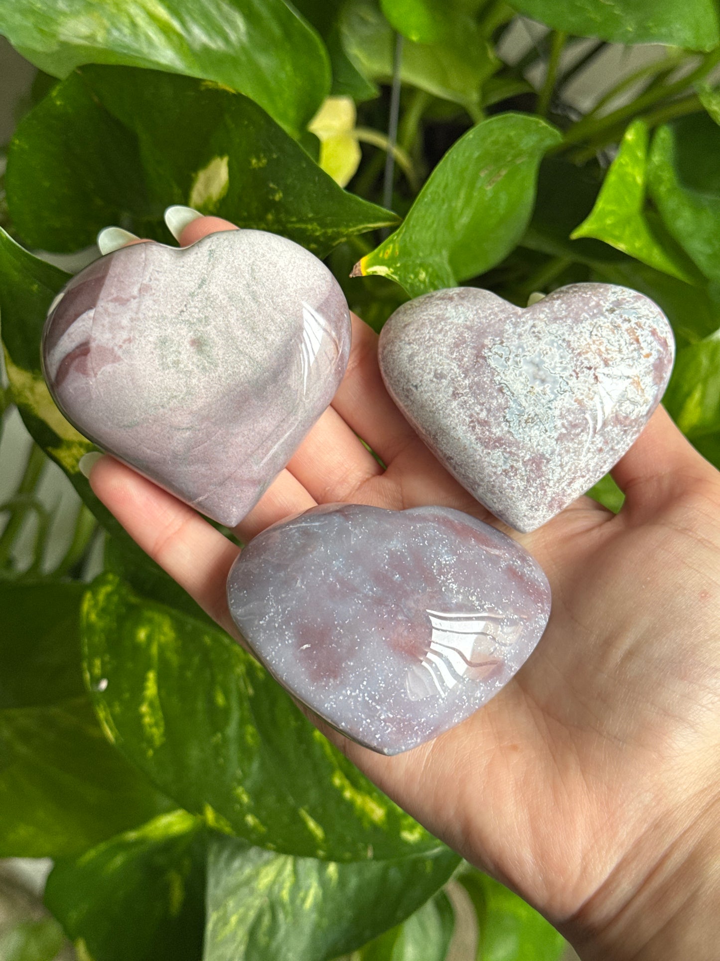 Purple Pastel Sea Jasper Chubby Heart