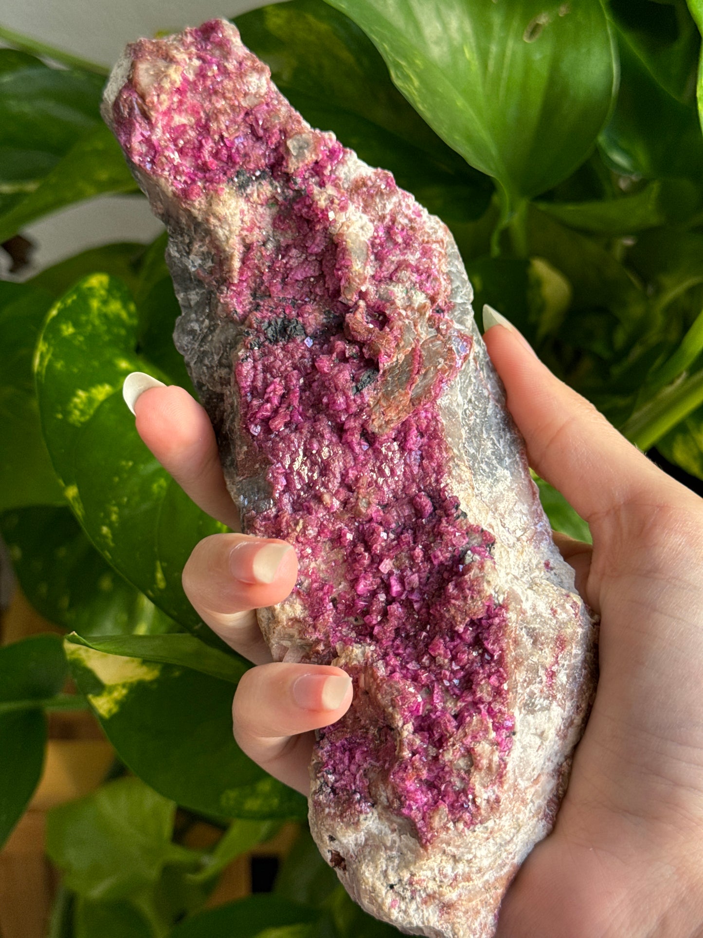 Large Pink Cobalto Calcite & Smoky Quartz