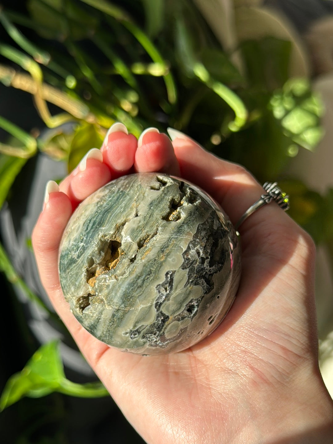 Moody Druzy Jasper Sphere