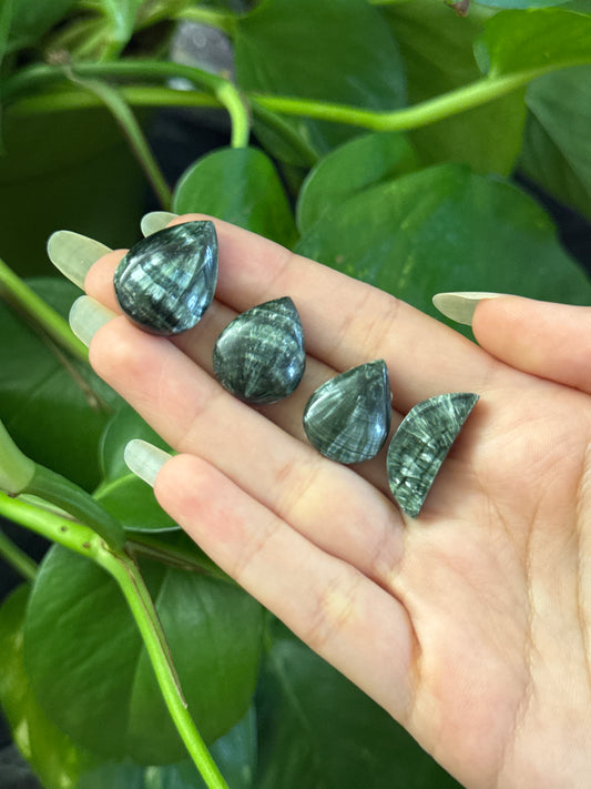 Flashy Serephanite Teardrop & Moon | You Pick