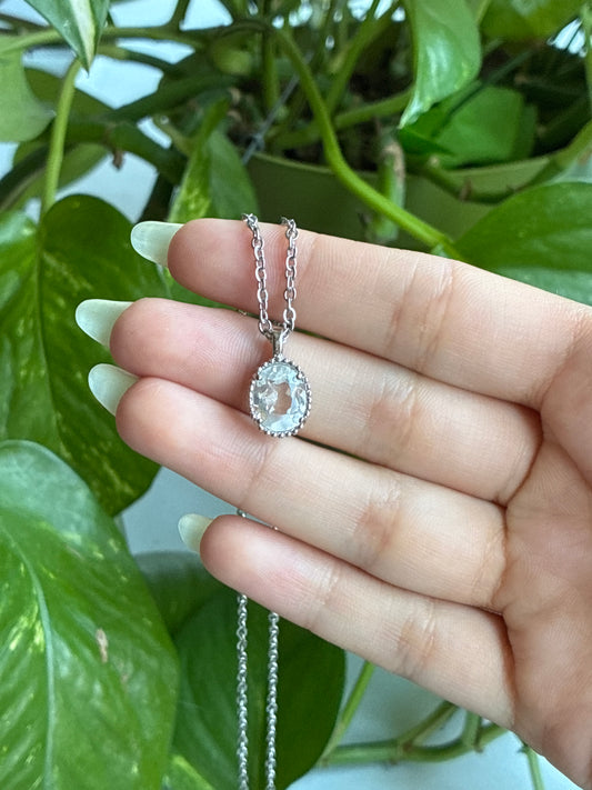 Clear Quartz Faceted Oval Necklace