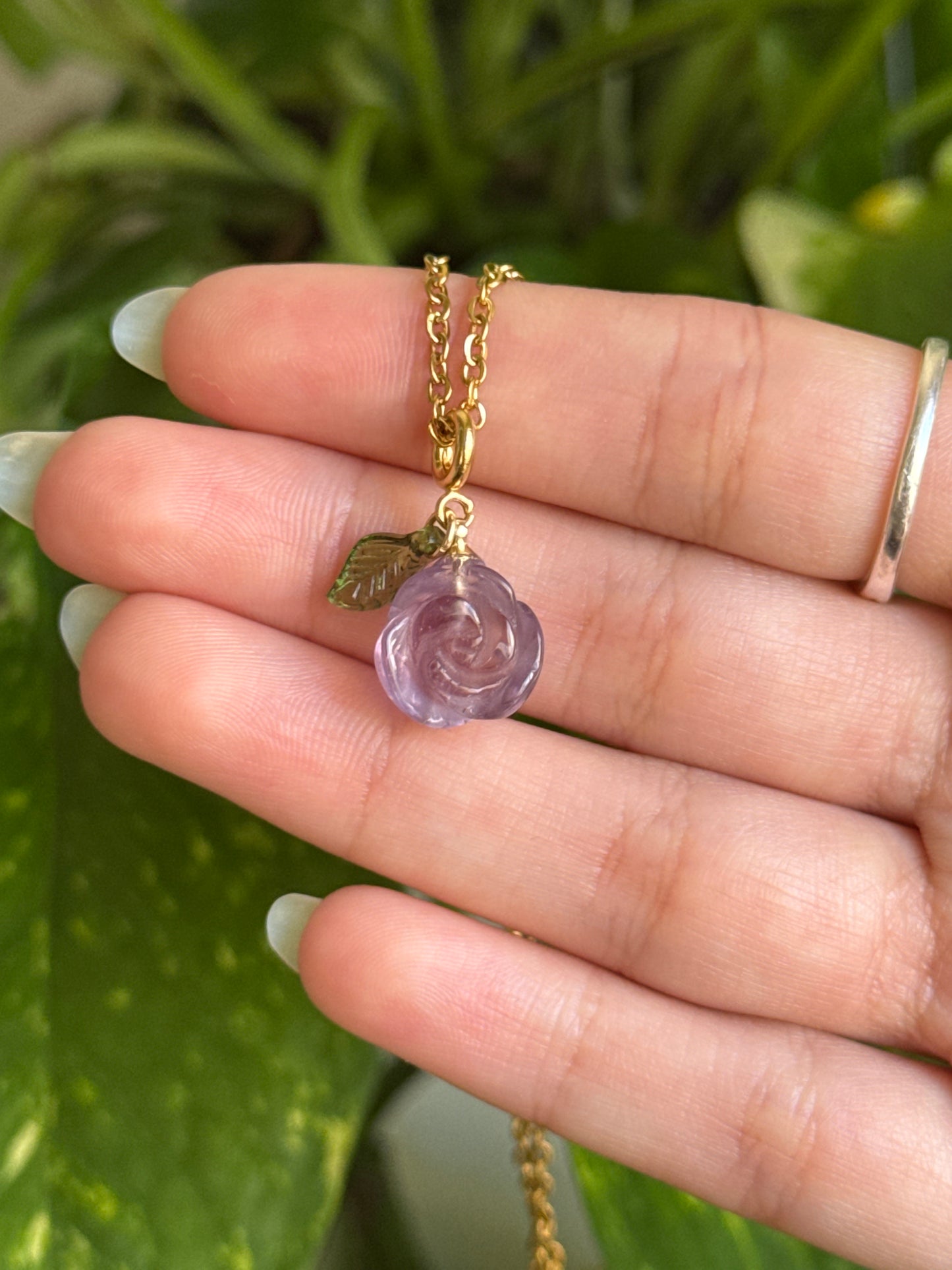 Amethyst Flower Gold Necklace