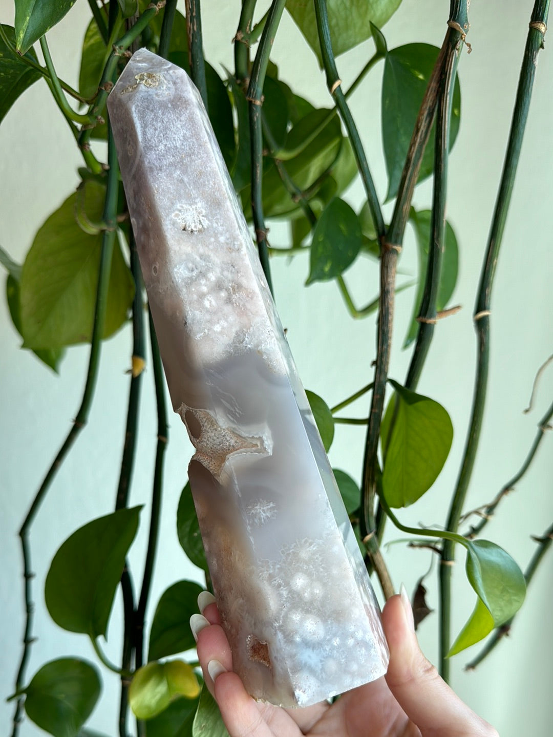 Large Pink Amethyst x Flower Agate Obelisk