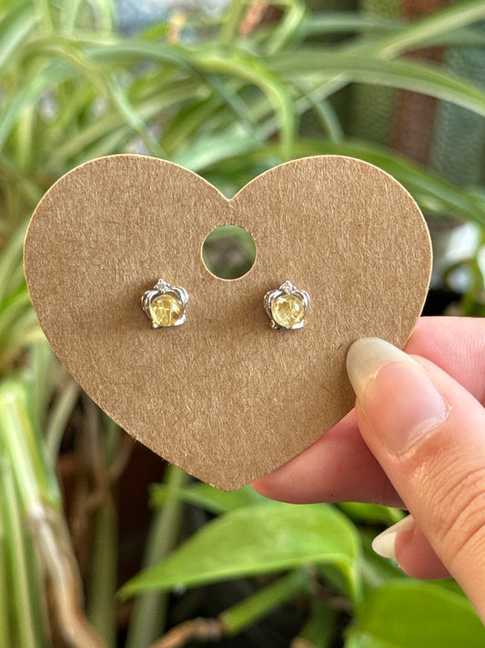 Golden Rutile Crown Stud Earrings