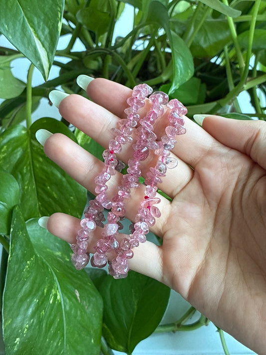 Strawberry Quartz Chip Bracelet
