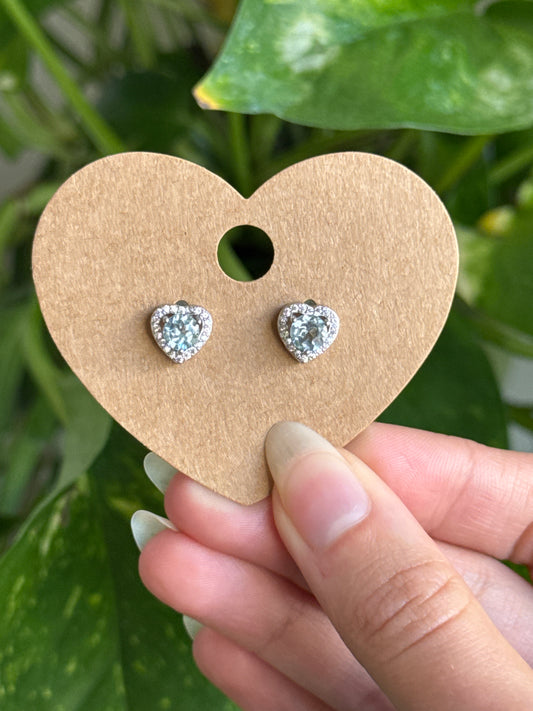 Blue Topaz Heart Stud Earrings