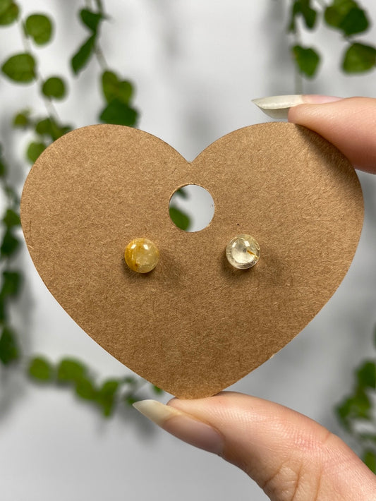 Gold Rutile Stud Earrings