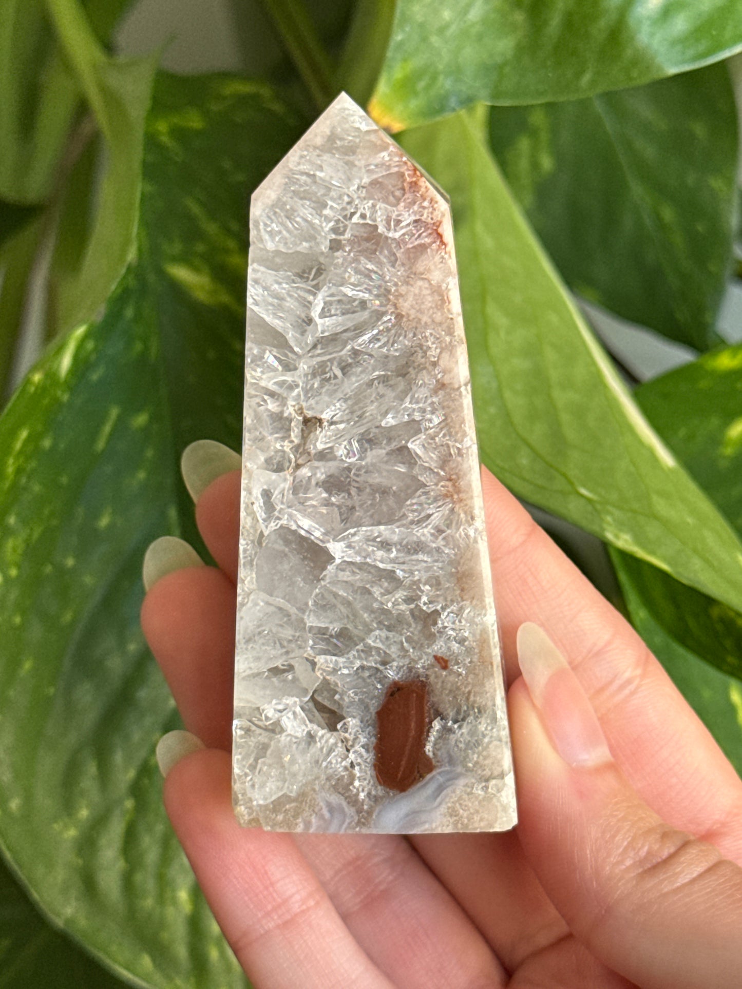 Druzy Prasiolite & Flower Agate Tower F