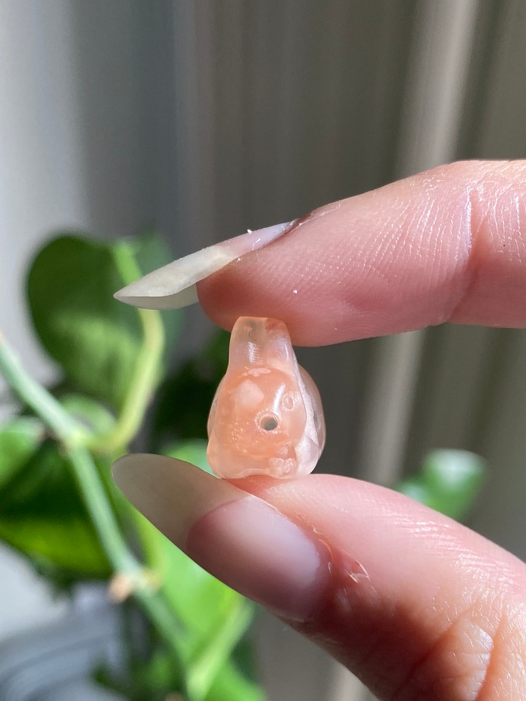 Flower Agate Bunny Carving/Bead