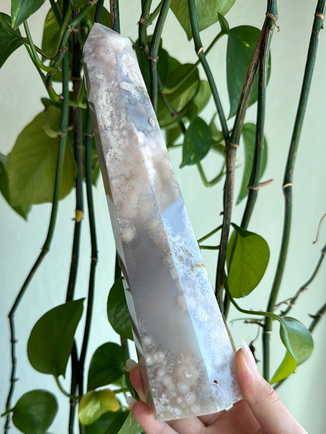 Large Pink Amethyst x Flower Agate Obelisk