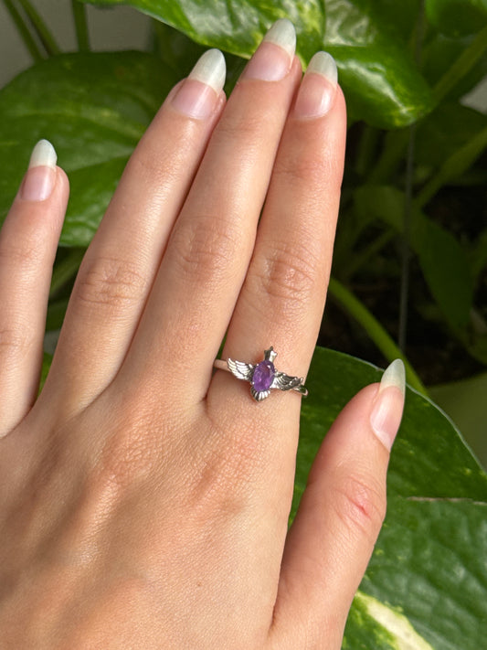 Amethyst Wing Adjustable Ring