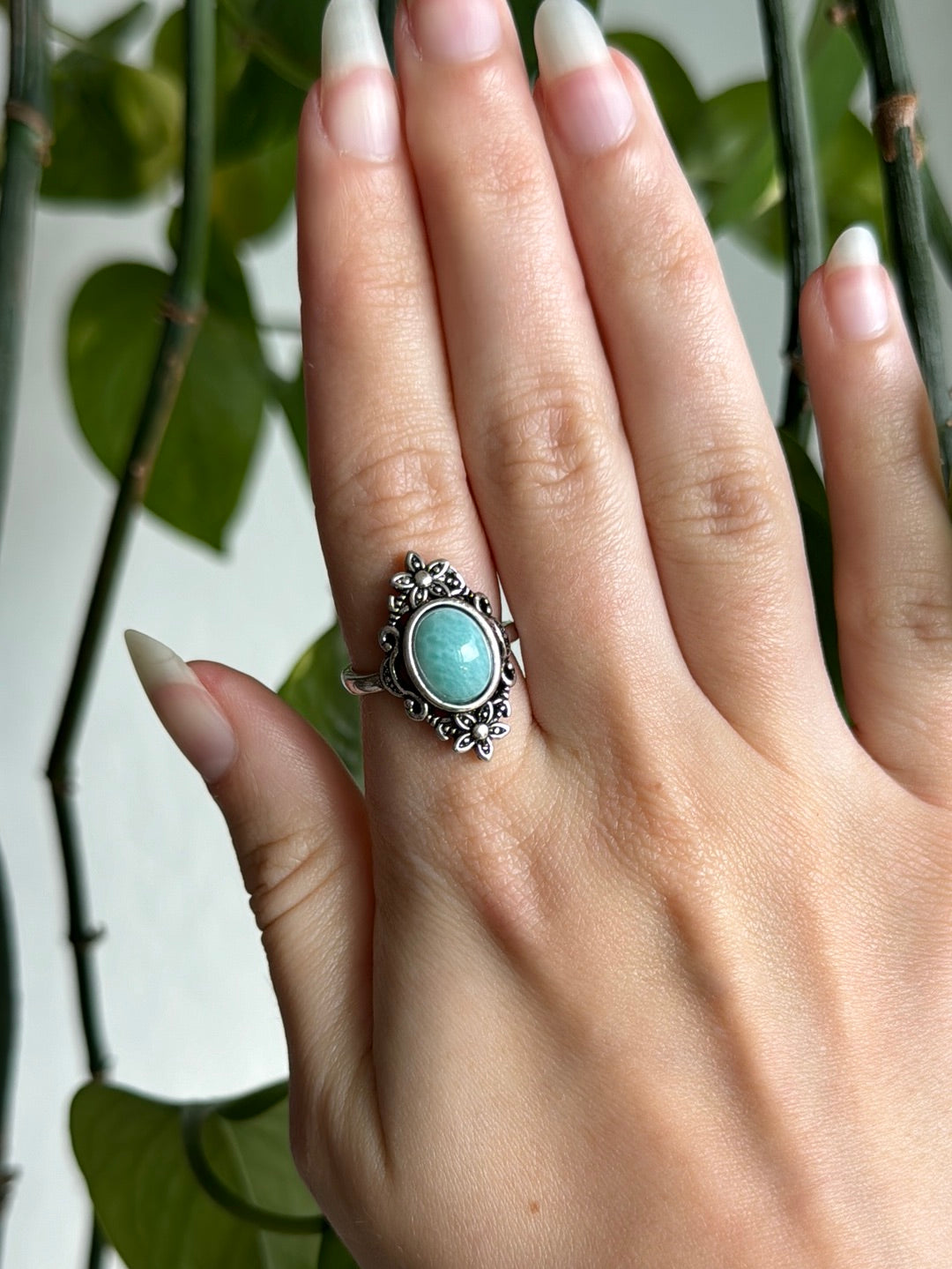 Hemimorphite Vintage Styled Adjustable Ring