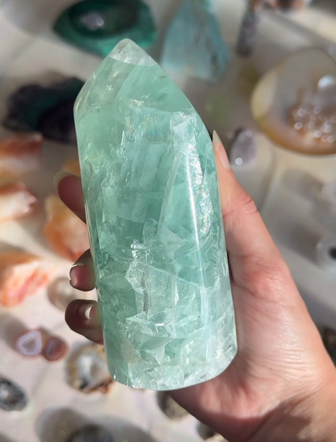 Gemmy Fluorite Freeform Tower (with Rainbows)