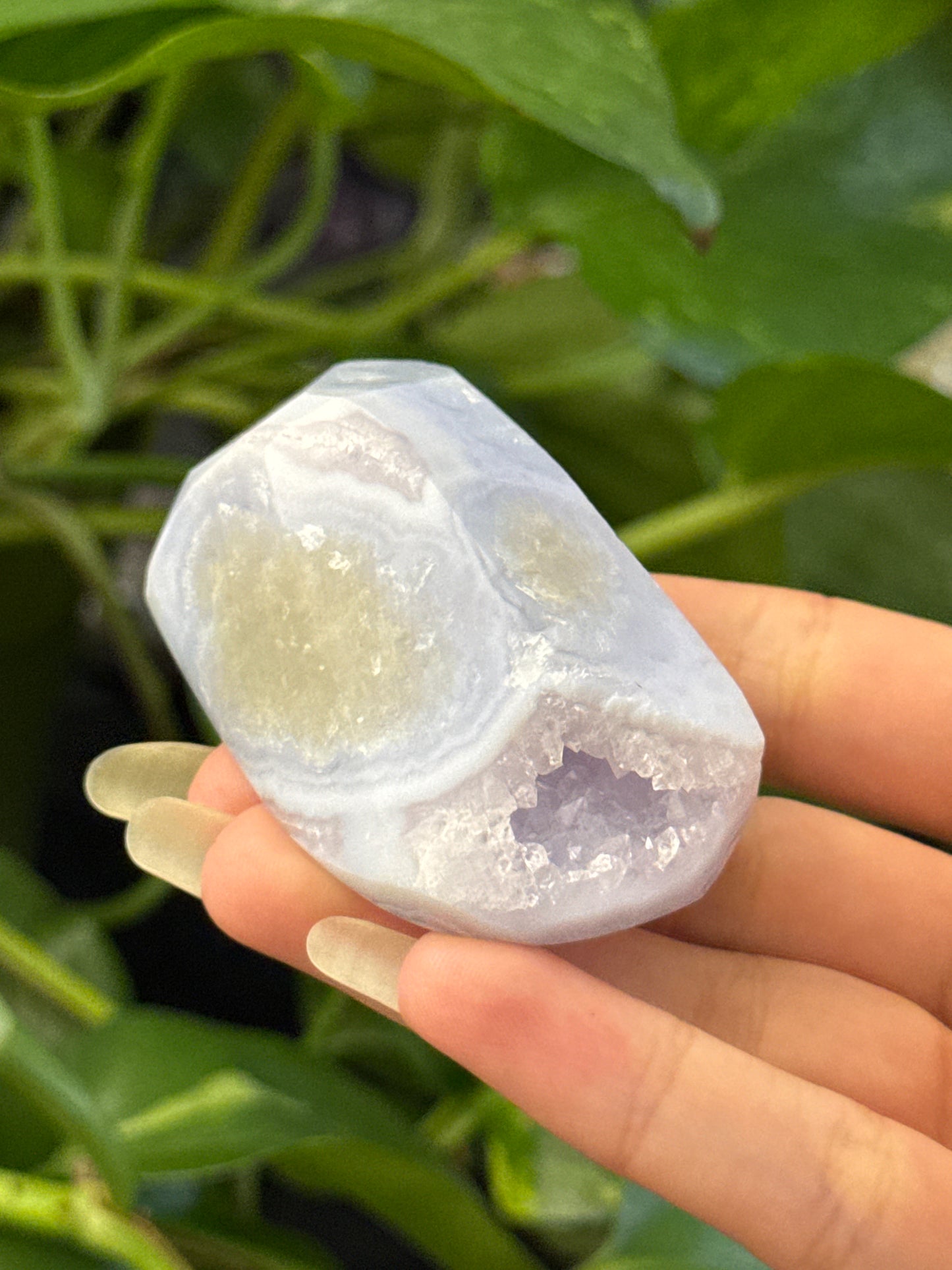 Blue Lace Agate Purple Druzy Cave Freeform