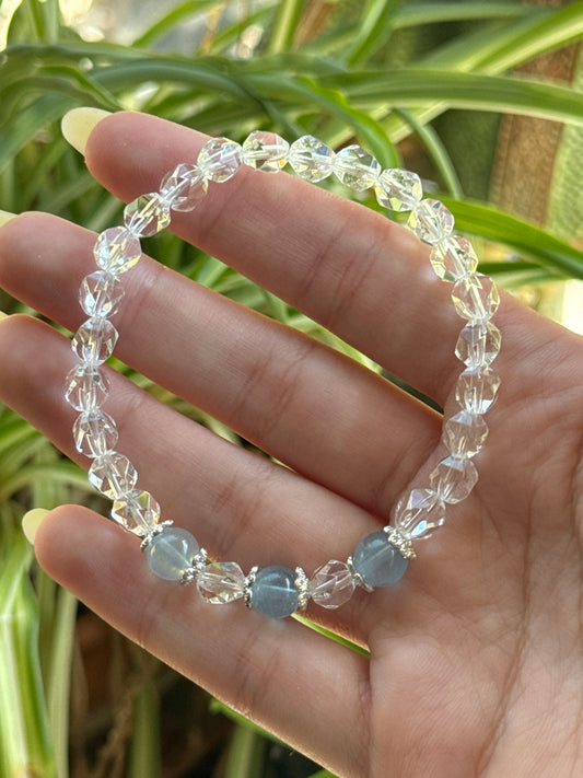 Aquamarine & Clear Quartz Bracelet