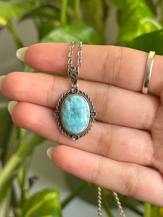 Larimar 925 Silver Necklace