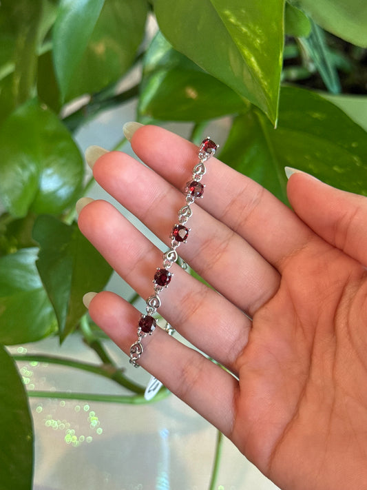 Garnet Adjustable Metal Bracelet