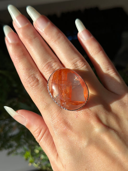 Fire Quartz Adjustable Statement Ring | High Grade