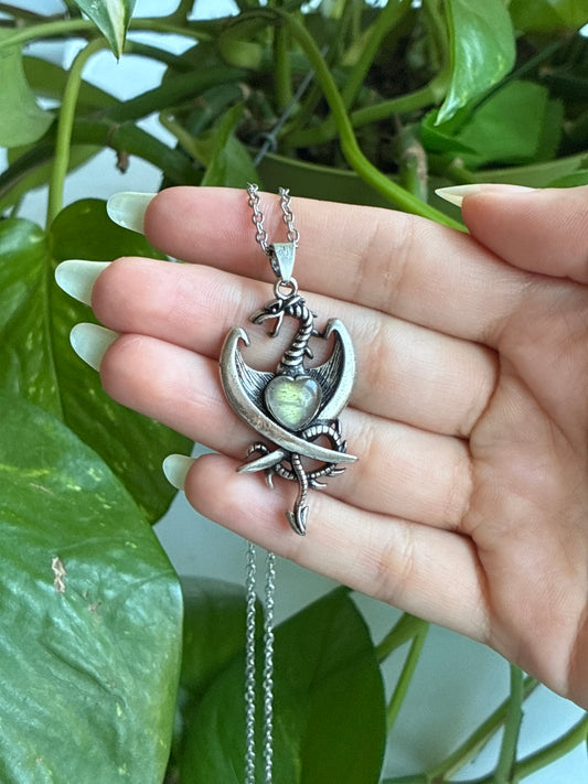 Labradorite Dragon Heart Necklace