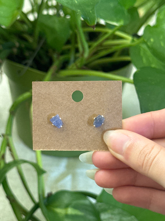 Raw Tanzanite Stud 925 Sterling Silver Earring