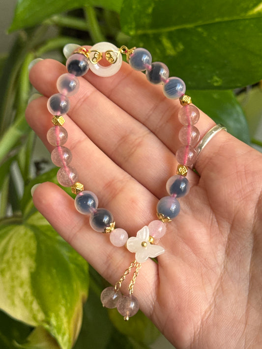 Strawberry Quartz Butterfly Bracelet