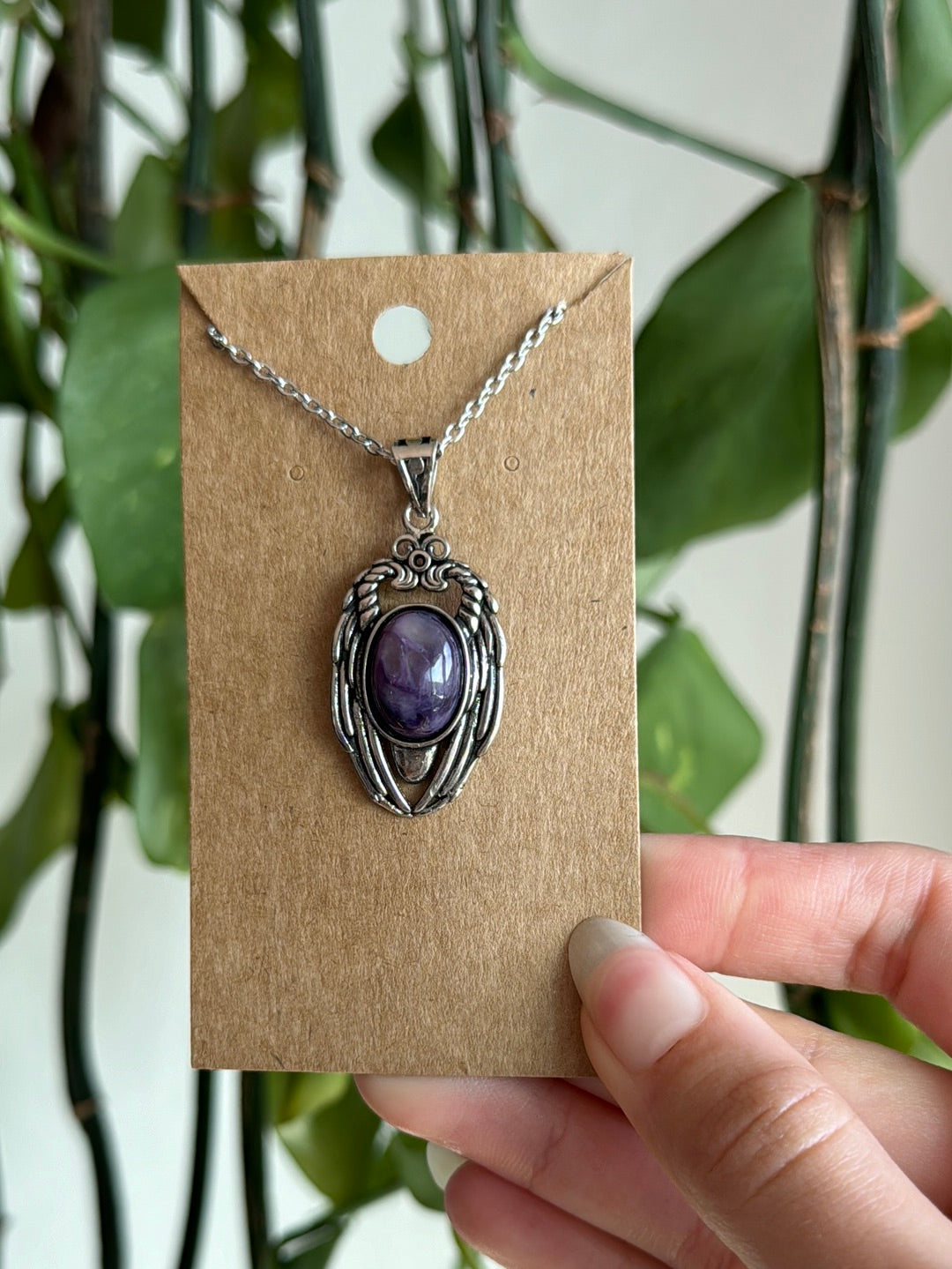 Clear Charoite Wing Necklace