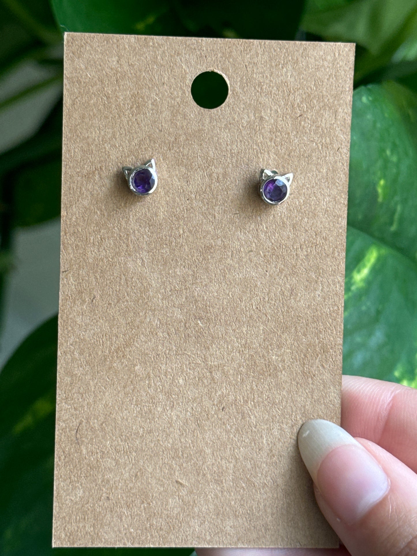 Amethyst & Peridot Cat Earrings