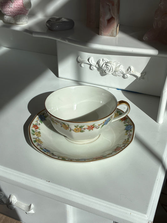 Multi Colored Petunias Tea Set