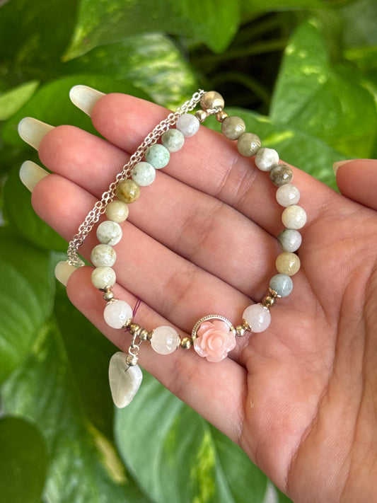 Light Jade Rose Adjustable Bracelet