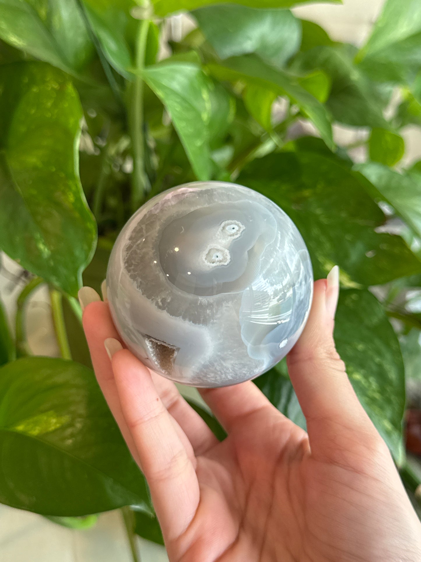 Unique Dreamy Prasiolite & Agate Sphere