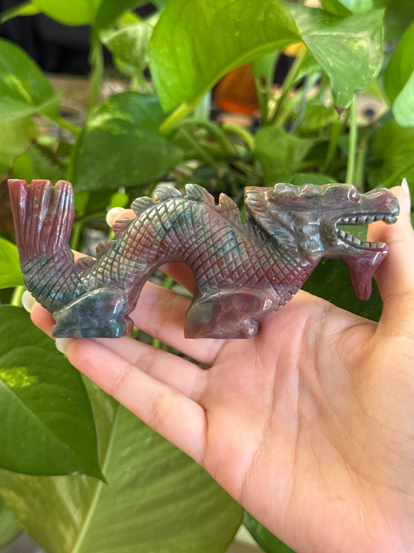 Ocean Jasper Hand Carved Dragon
