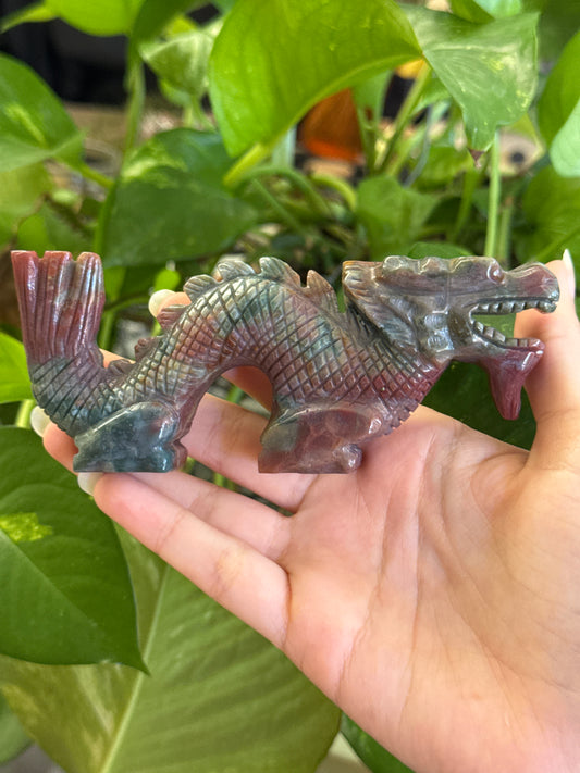 Ocean Jasper Hand Carved Dragon