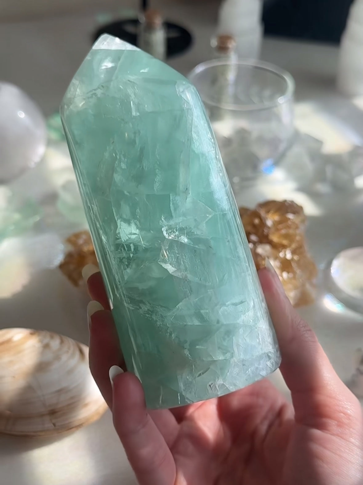 Gemmy Fluorite Freeform Tower (with Rainbows)