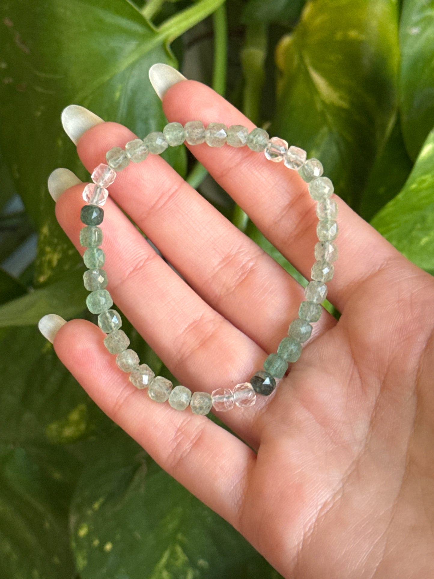 Green Strawberry Quartz Faceted Bracelet