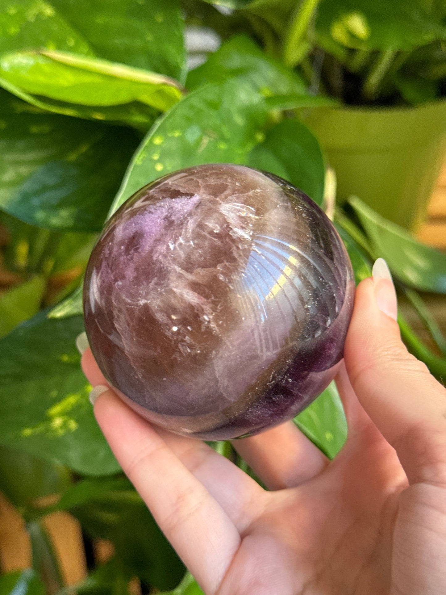 Moody Magenta Fluorite Sphere 71mm