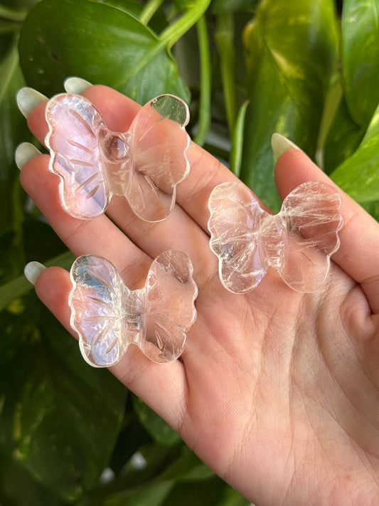 Ice Clear Quartz Butterfly