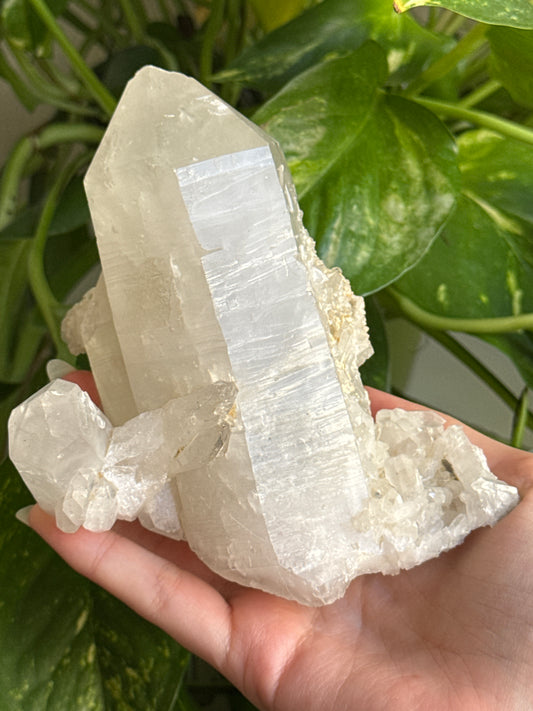 Large Clear Quartz Cluster With Garden Quartz Inclusions