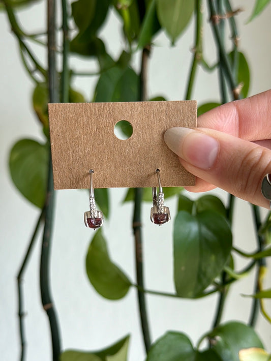 Garnet Heart 925 Sterling Silver Earrings