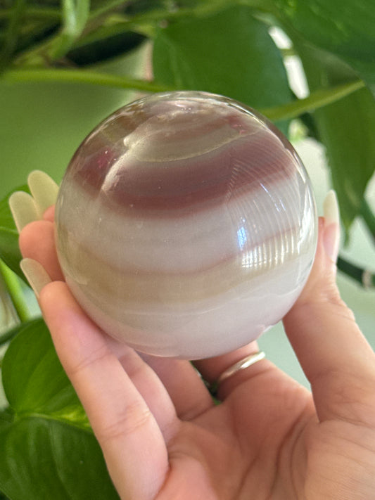 Unique Banded Jelly Agate Sphere