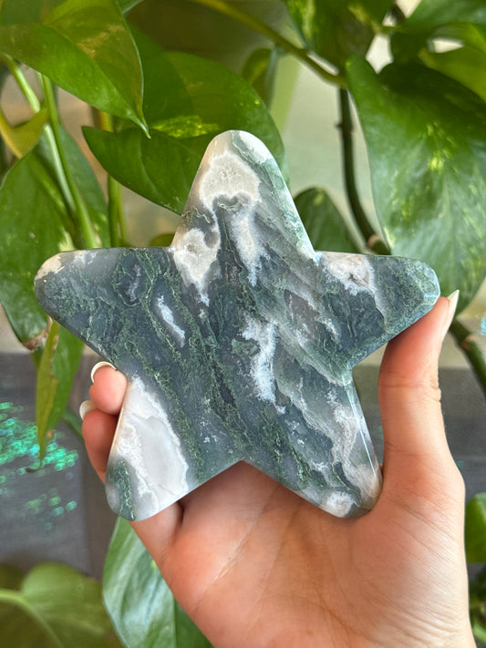 Gorgeous Large Moss Agate Star E