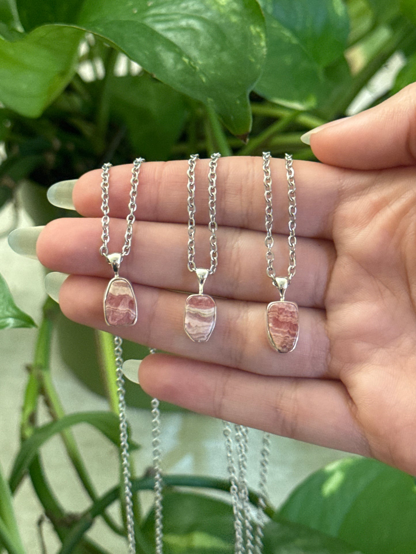 Rhodochrosite 925 Sterling Silver Necklace