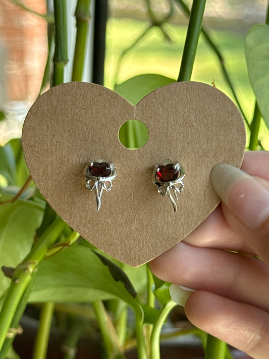 Garnet Bow Earrings