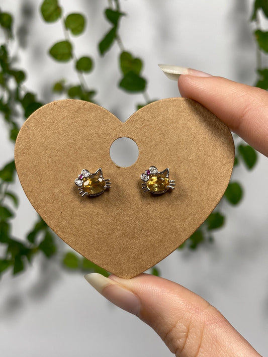 Citrine Hello Kitty Earrings