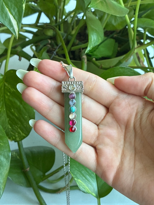 Green Aventurine Chakra Sword Necklace