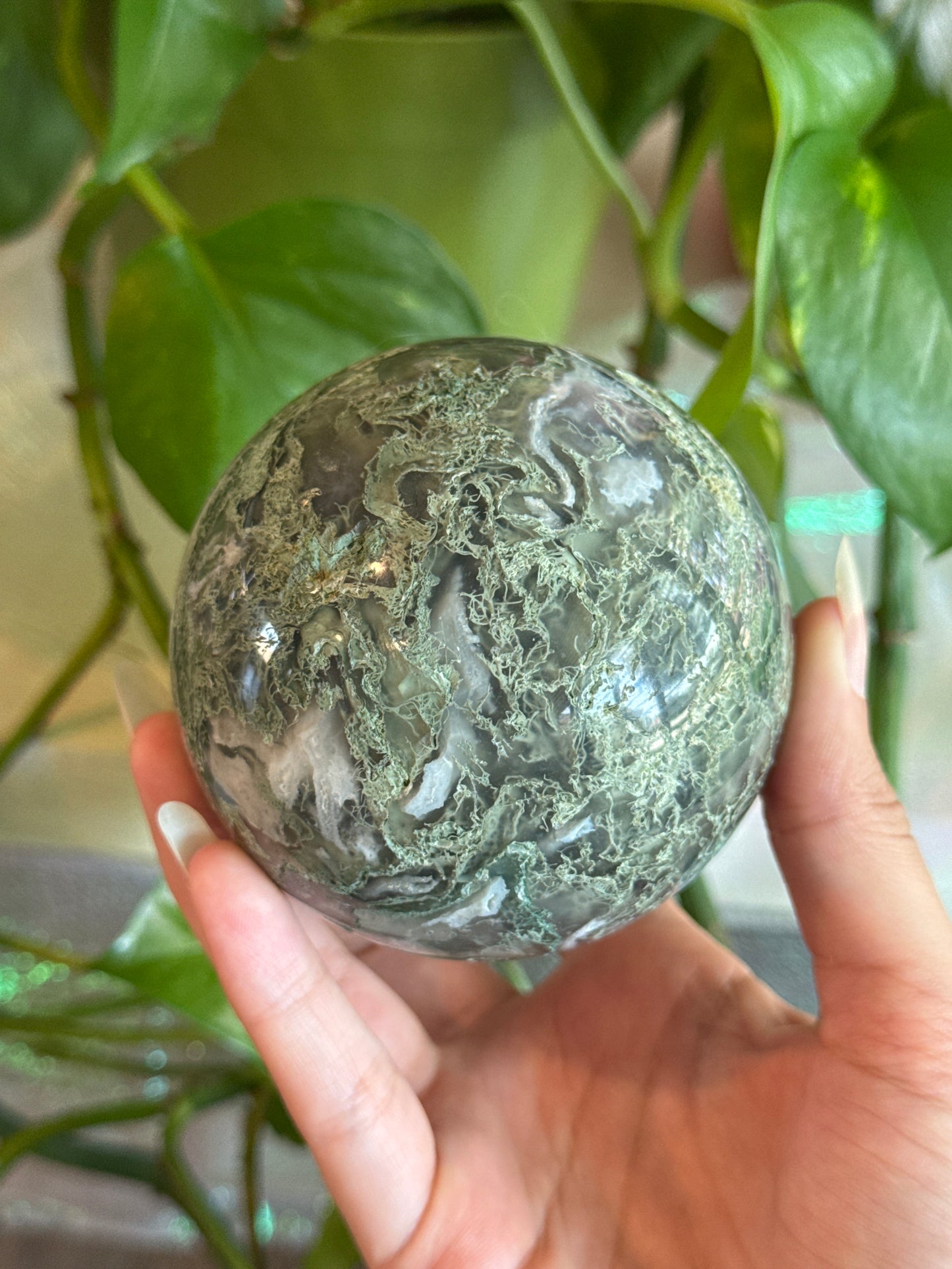 Large High Grade Moss Agate Sphere
