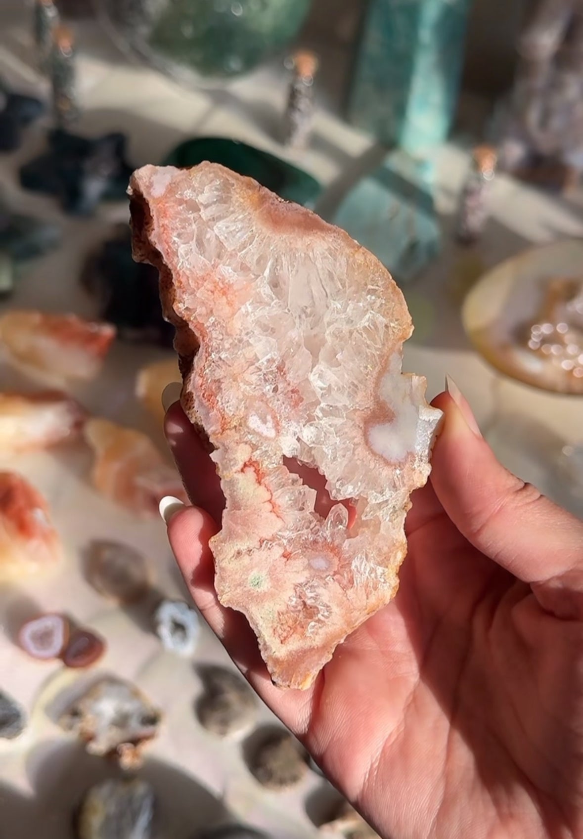 Pink Amethyst & Quartz & Flower Agate ‘Fairy Wing’ Slab