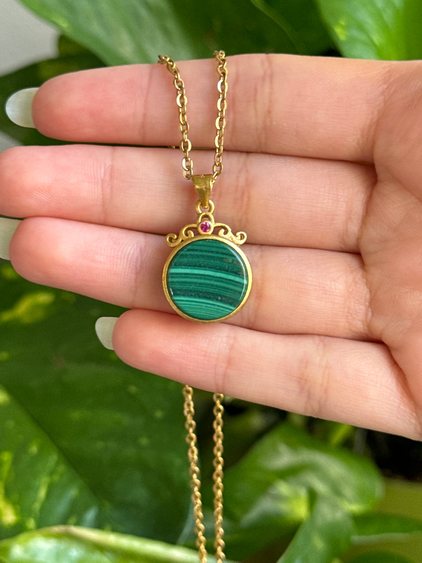 Gold Malachite Necklace