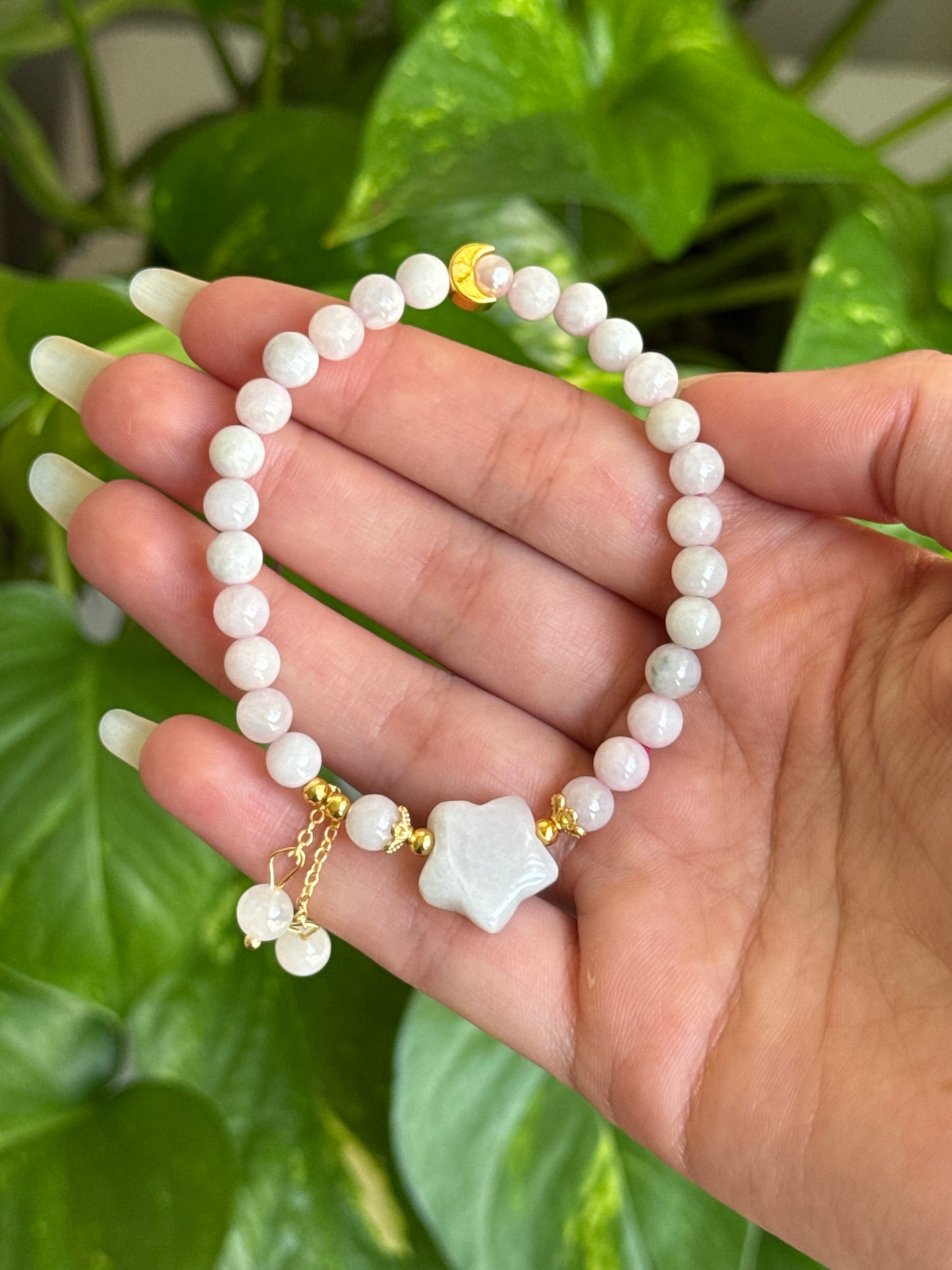 Light Jade Star & Moon Bracelet