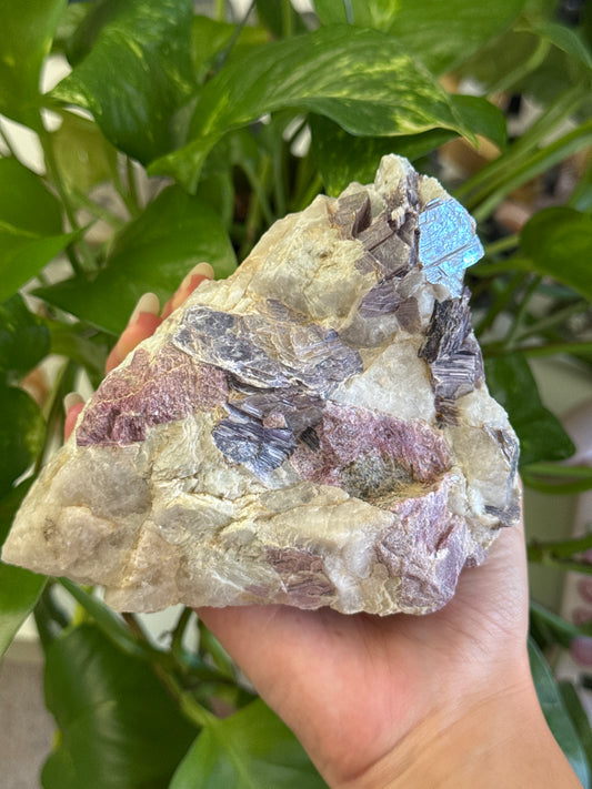 Large Pink Tourmaline & Purple Mica on Smoky Quartz Cluster